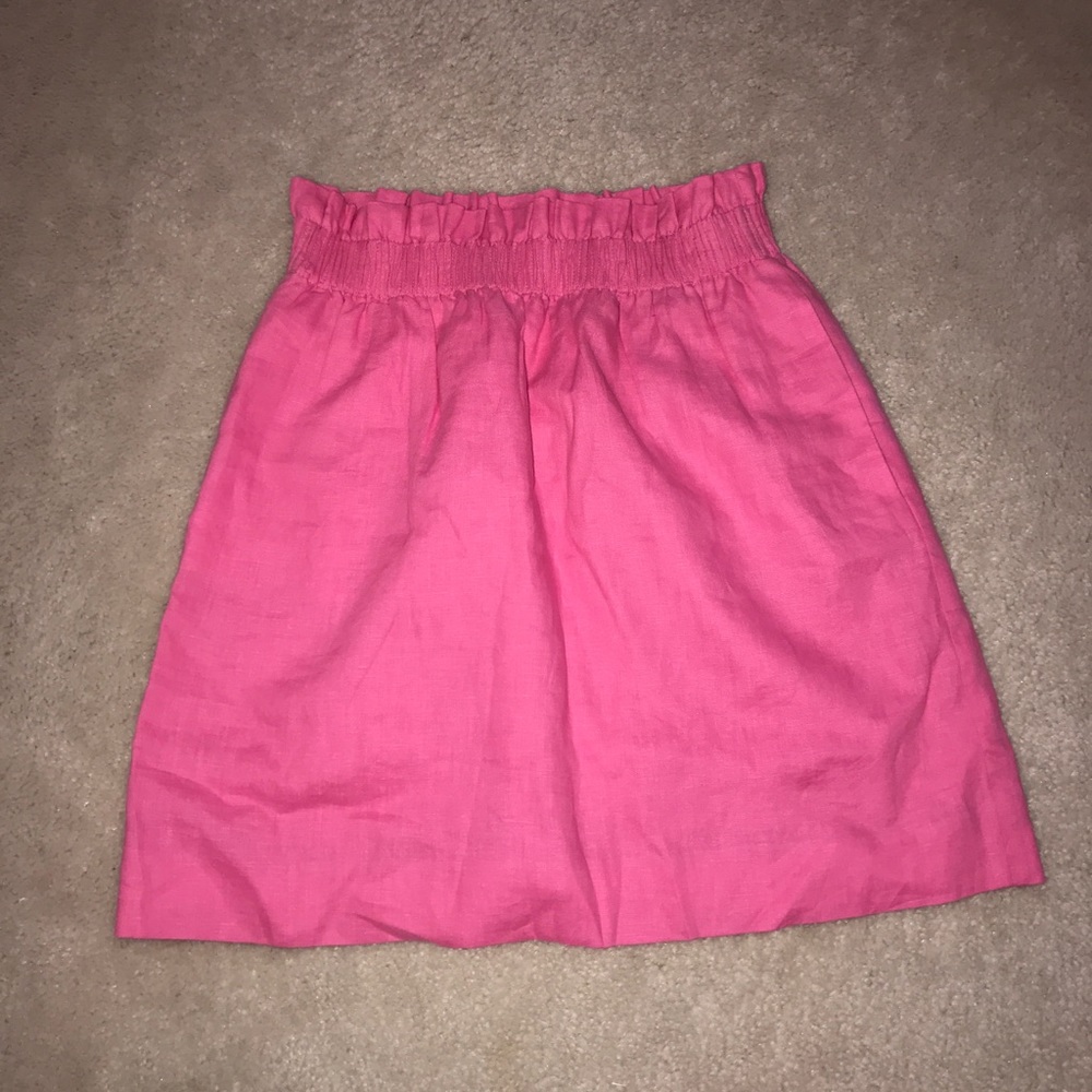 Pink Linen J. Crew skirt with pockets, size 2